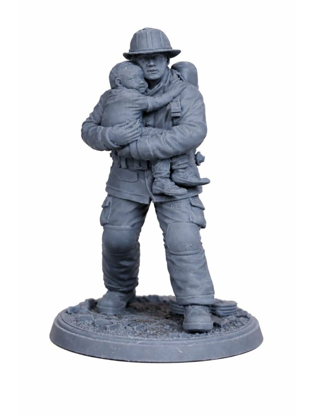 Winter Park Collectibles Heroes in Action Resin Fireman Carrying Baby Figure